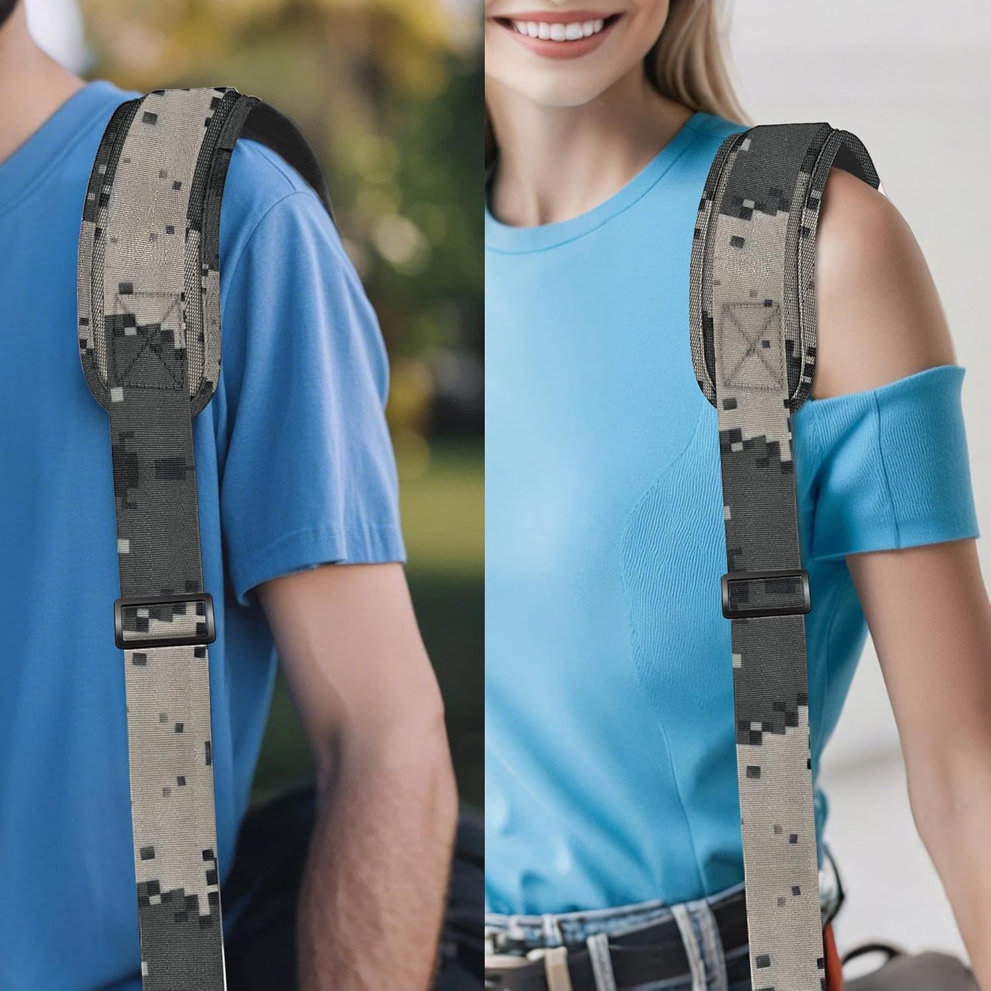 ZINZ 79.5" Universal Strap with Ultra-Thick Fixed Breathable Pad - Adjustable Heavy-Duty Shoulder Strap for Laptop, Crossbody, Luggage, Gym, Camera Bag and More,Camouflage Gray
