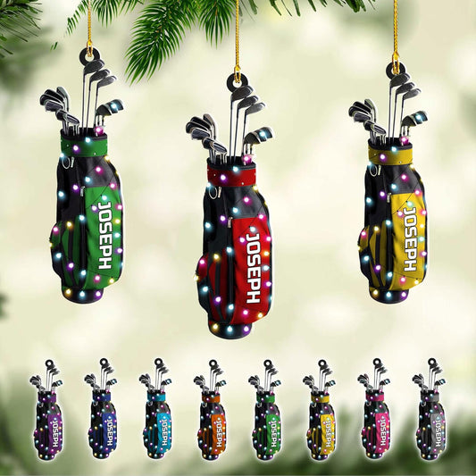 Personalized Golf Ornaments for Christmas Tree 2025 Custom Golf Christmas Ornament Golfing Bag Ornament Sports Golf Cart Ornaments Gift for Golfer Bag Golfing Lovers Hanging Decoration (G14)