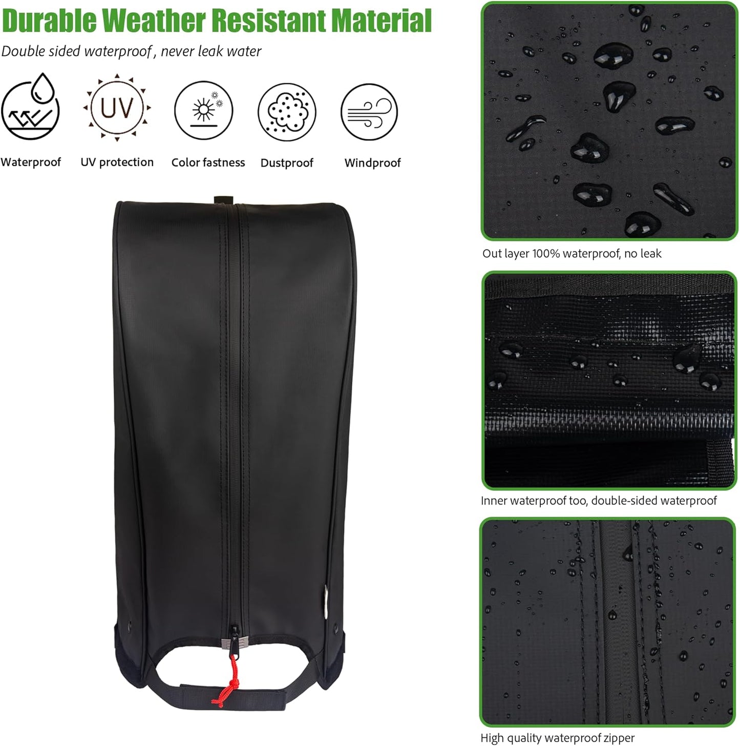 Eudora Golf Bag Rain Cover Heavy Duty Waterproof/UV Resistance Universal Fit for 8.5-9.5 inch Golf Club Head Covers (Adjustable Hood cover)
