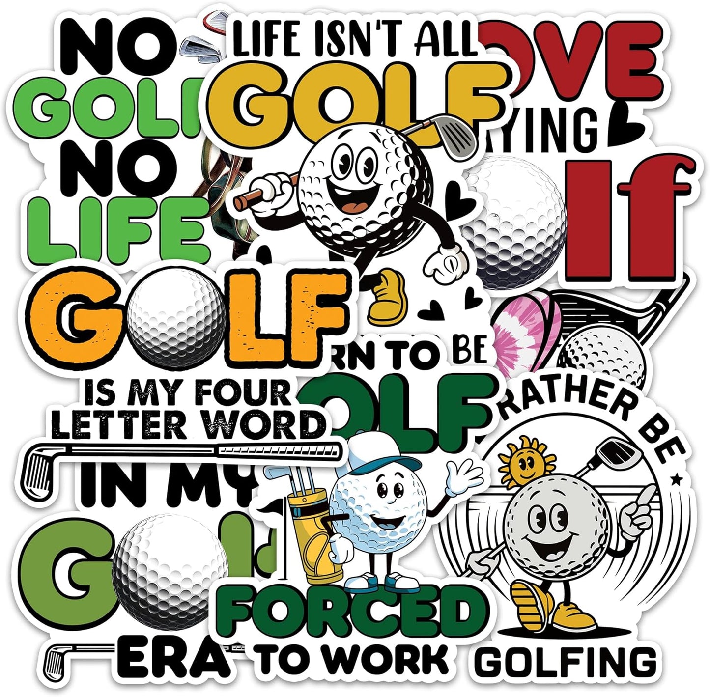 Golf Sticker 8 Pcs (Large Size) Vinyl Stickers Laptop Waterproof Decal for Car Bumper Water Bottle Notebook Luggage Window Party Birthday Decorations - Size 4 Inches