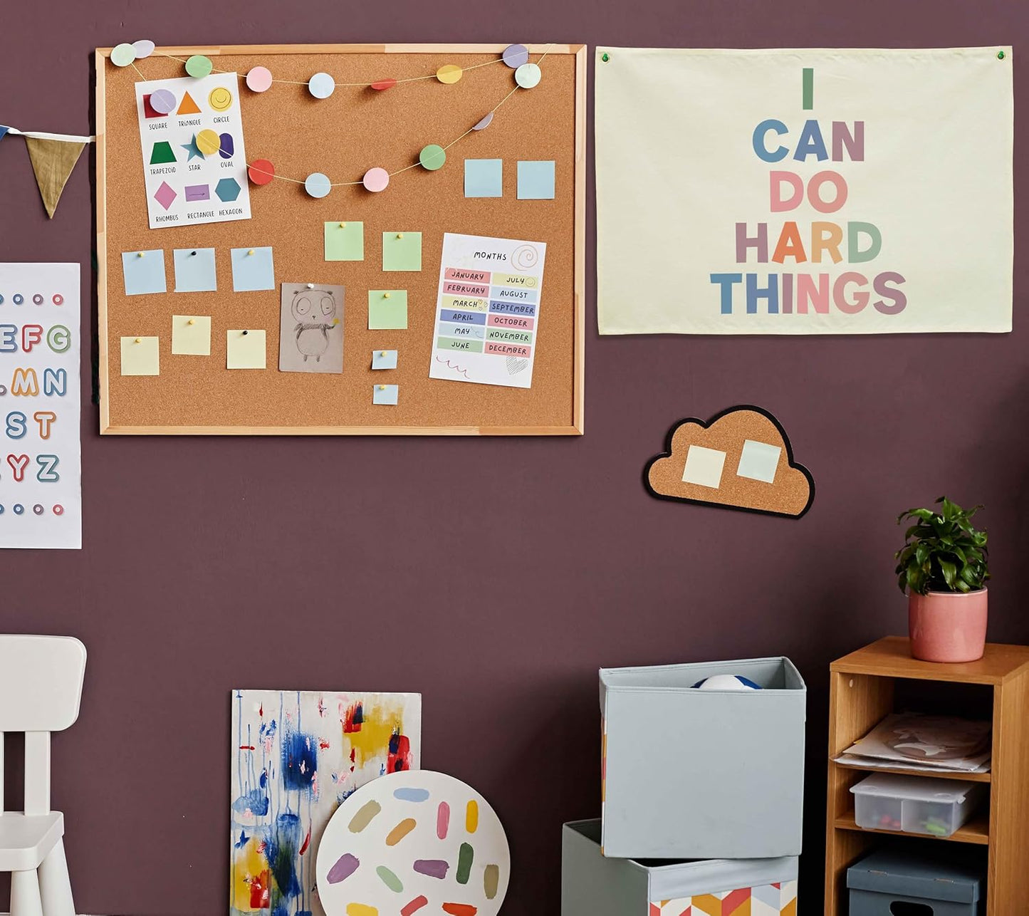 Classroom Decor-Inspirational Classroom Quotes-Teacher Gift-Hanging Rectangle Banner Flag Wall Decor-Positive Growth Mindset Quotes for Playroom Homeschool Nursery-I Can Do Hard Things-28.5"L×20"W