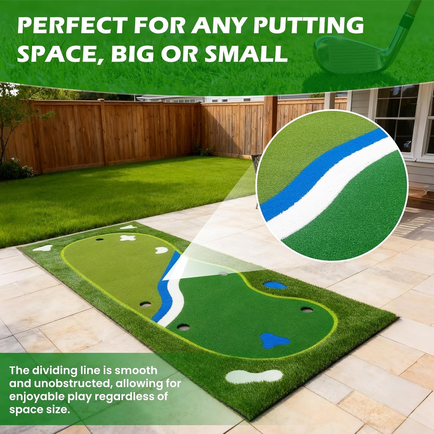 Golf Putting Green Mat - 5FT×12FT Putting Green Indoor, Professional Golf Putting Mat with Realistic Turf, Multi Holes & Flags for Outdoor Golf Practice
