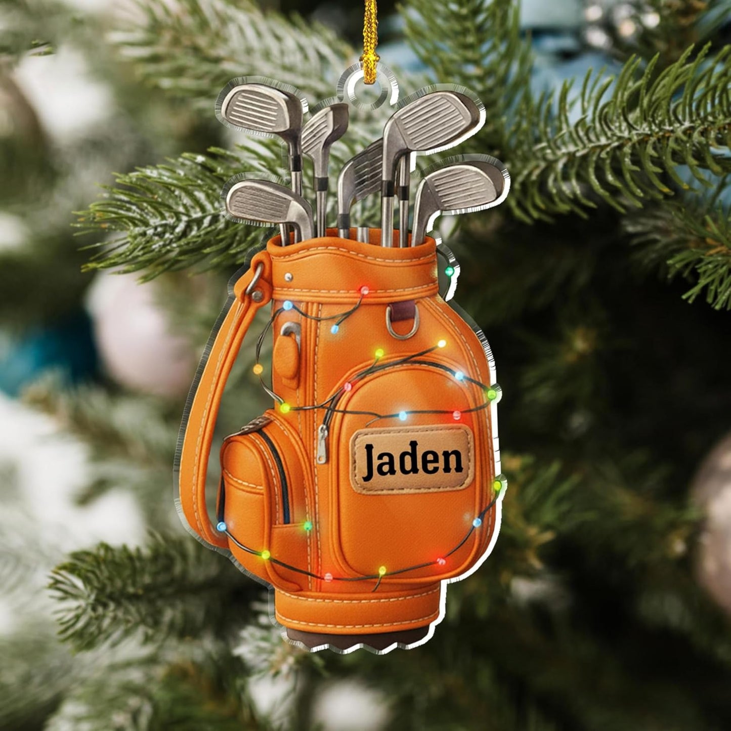 LOVELYPOD Personalized Golf Christmas Ornament, Custom Golfer Bag 2D Acrylic Ornaments,Golf Lover Christmas Tree Decoration, Gift for Golfs Enthusiasts, Golfer Holiday Keepsake 02