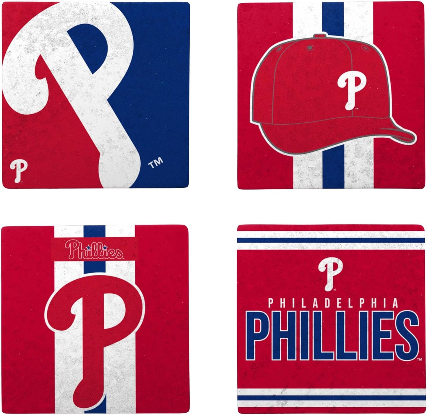 FOCO MLB Official 4-Pack Beverage Drink Ceramic Ceramic Stone Coaster Set (Philadelphia Phillies)