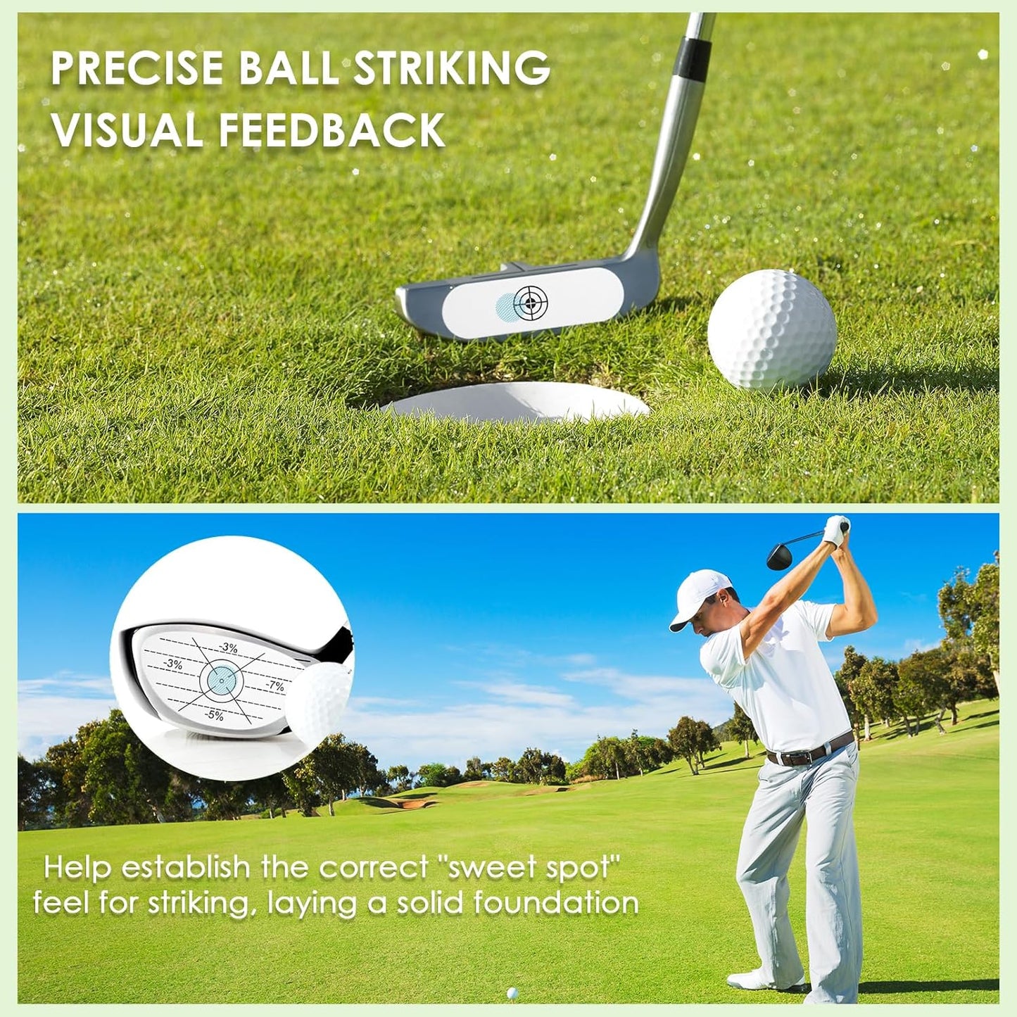 360 Pcs Golf Impact Tape Set, Sweet Spot Training Stickers for Woods, Irons and Putters, Impact Labels for Swing Consistency, Distance Control, and Ball Striking for Golf Beginners and Fans