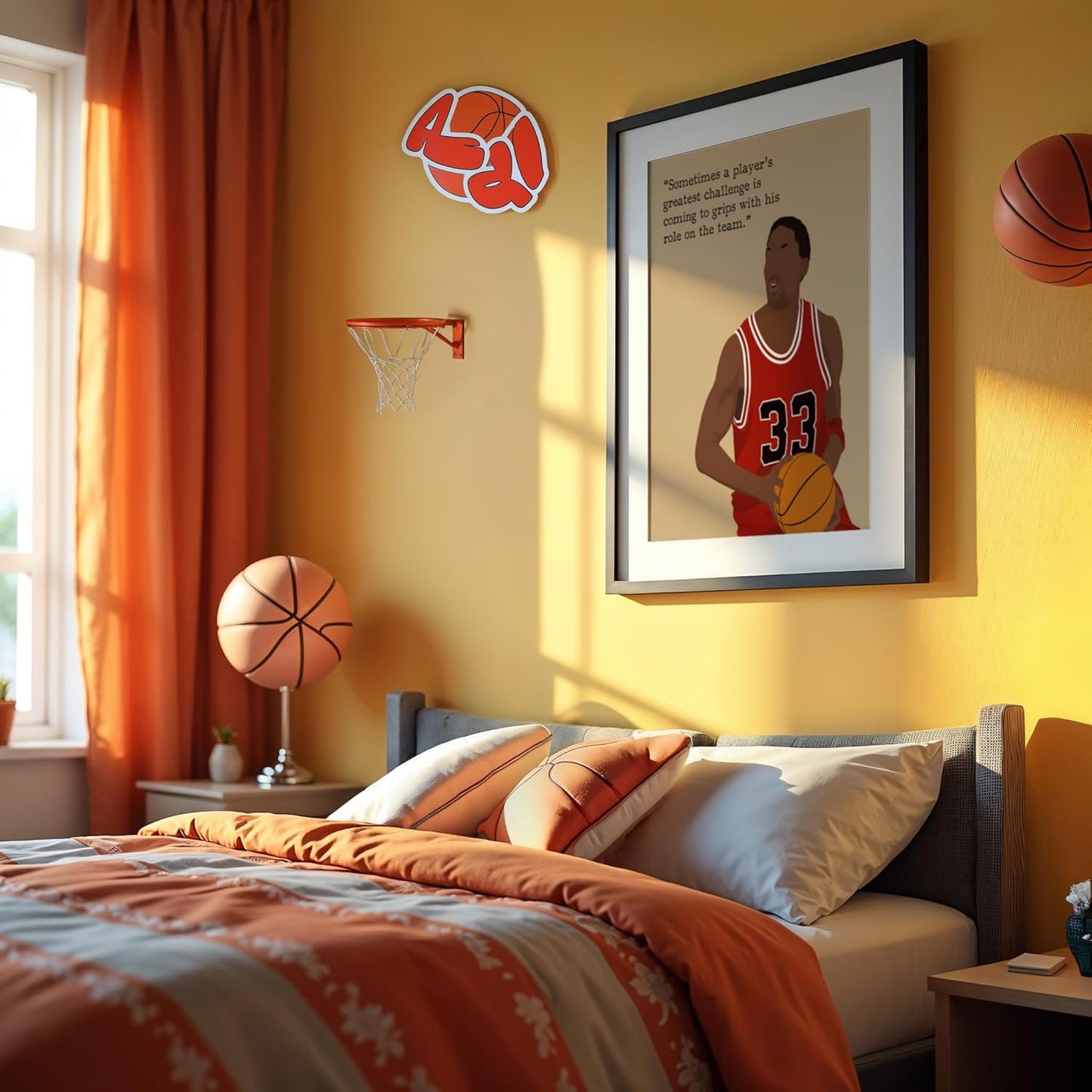 LOLUIS Motivational Basketball Superstar Hand-Drawn Artwork Sport Quote Wall Art Decorations (Unframed 16"x20", Basketball Player 8)