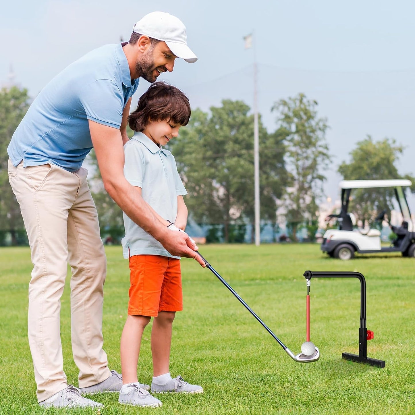 Poen 1 Set Golf Swing Trainer Training Iron Practice Swing Groover with 3 Height Indoor Golf Practice Simulator Accessories Aid Equipment