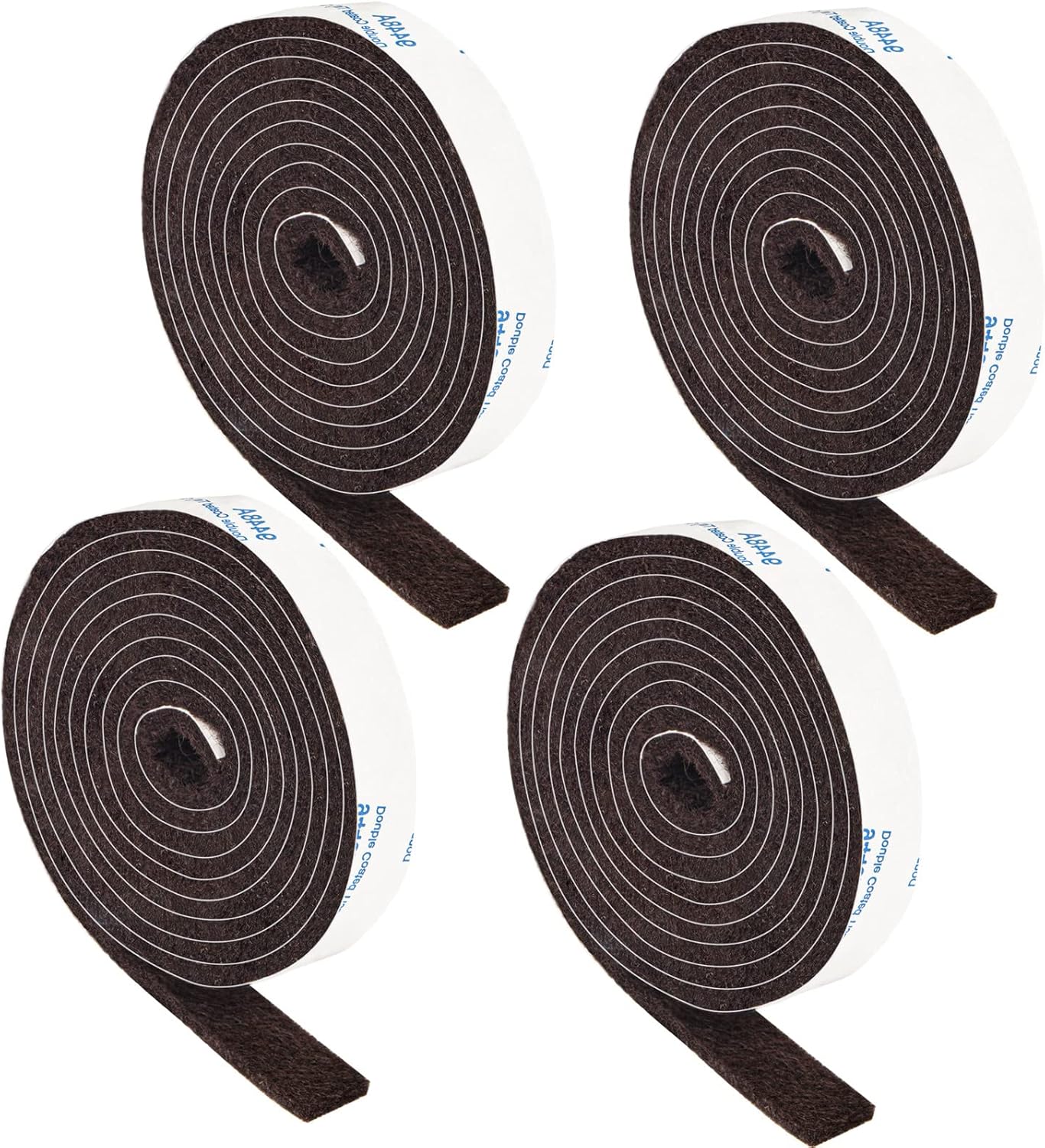 Felt Strips With Adhesive Backing, 4 Rolls Pack 1/2x 60 Inches, Brown Tape for Furniture