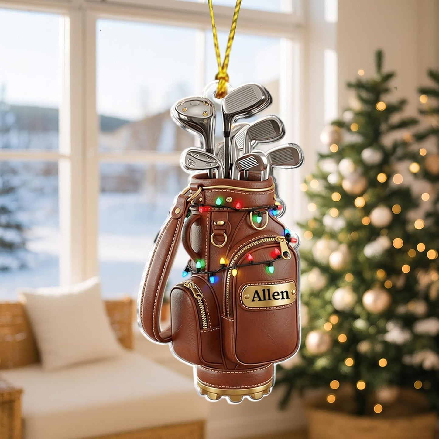 NAZENTI Personalized Golf Bag Lights Christmas Ornament 2025, Custom Name Golf Bag, Customization Golf Bag and Irons Decoration for Xmas Tree, Golfing Keepsake Gift for Golfer & Golf Player Lover