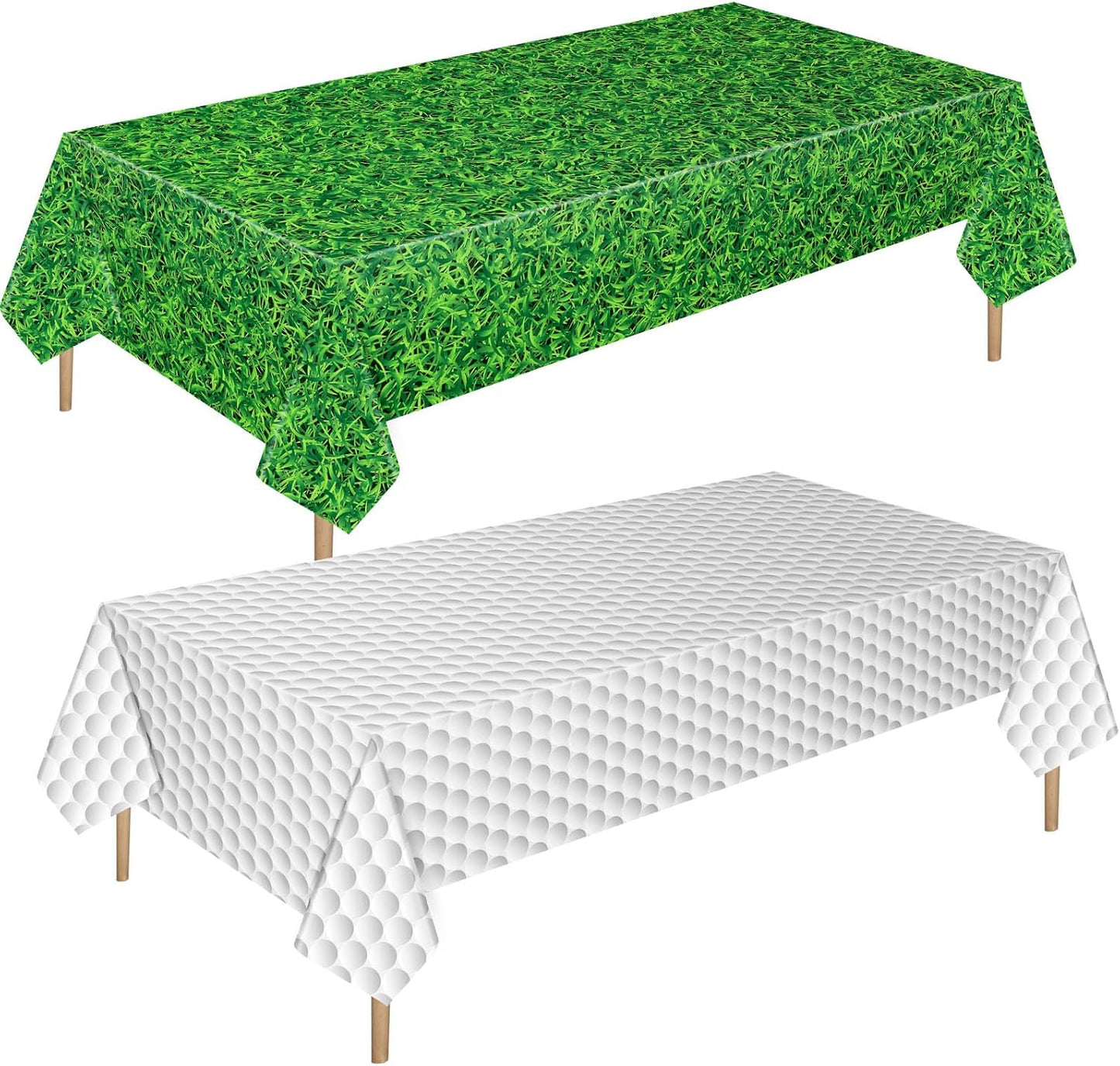Mixweer 2 Pcs Golf Party Decorations 54 x 108 Inch Disposable Plastic Touchdown Table Cover for Golf Birthday Party Decorations