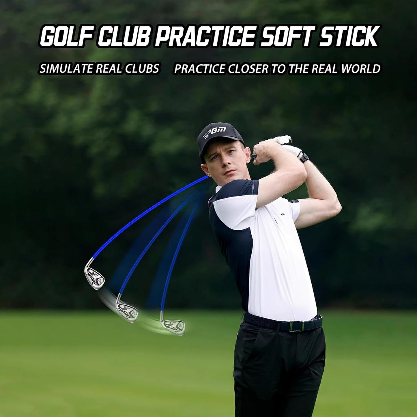 PGM Golf Swing Training Aid for Right-Handed Men and Women - Driver and Iron Weighted Swing Trainer Golf Club Click Stick for Strength Grip Tempo & Flexibility Training