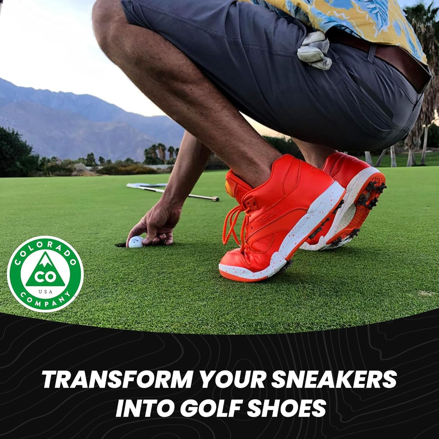 Golfkicks DIY Golf Cleats Kit Transform Sneakers into Golf Shoes Fun Gift Compatible with Flat Rubber Sole Shoes Includes 20 Golf Spikes and Mounting Tools