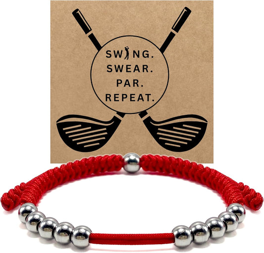 LAMIBEE Premium Golf Stainless Steel 10 Bead Score Counter Bracelet, Golf Stroke Count Bracelet, Resizable Easy Adjust Golf Round Scoring Tracker, Durable Stylish Golf Accessory