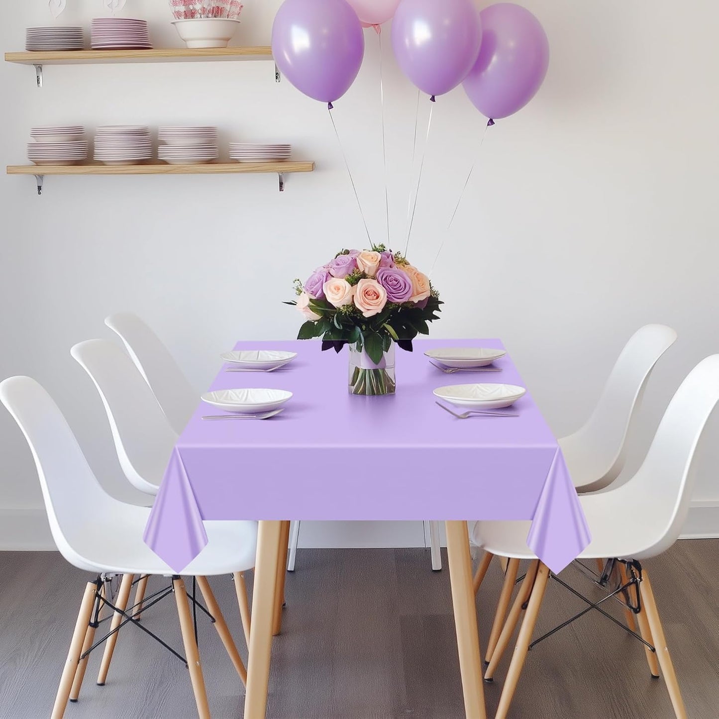 4 Pieces Blue & Purple Series Rectangle Tablecloth, 54x72" Solid Color Waterproof & Spillproof Disposable Plastic Table Cover, Durable Party Tablecloth for Dining, Buffet, Picnic, Outdoor Events