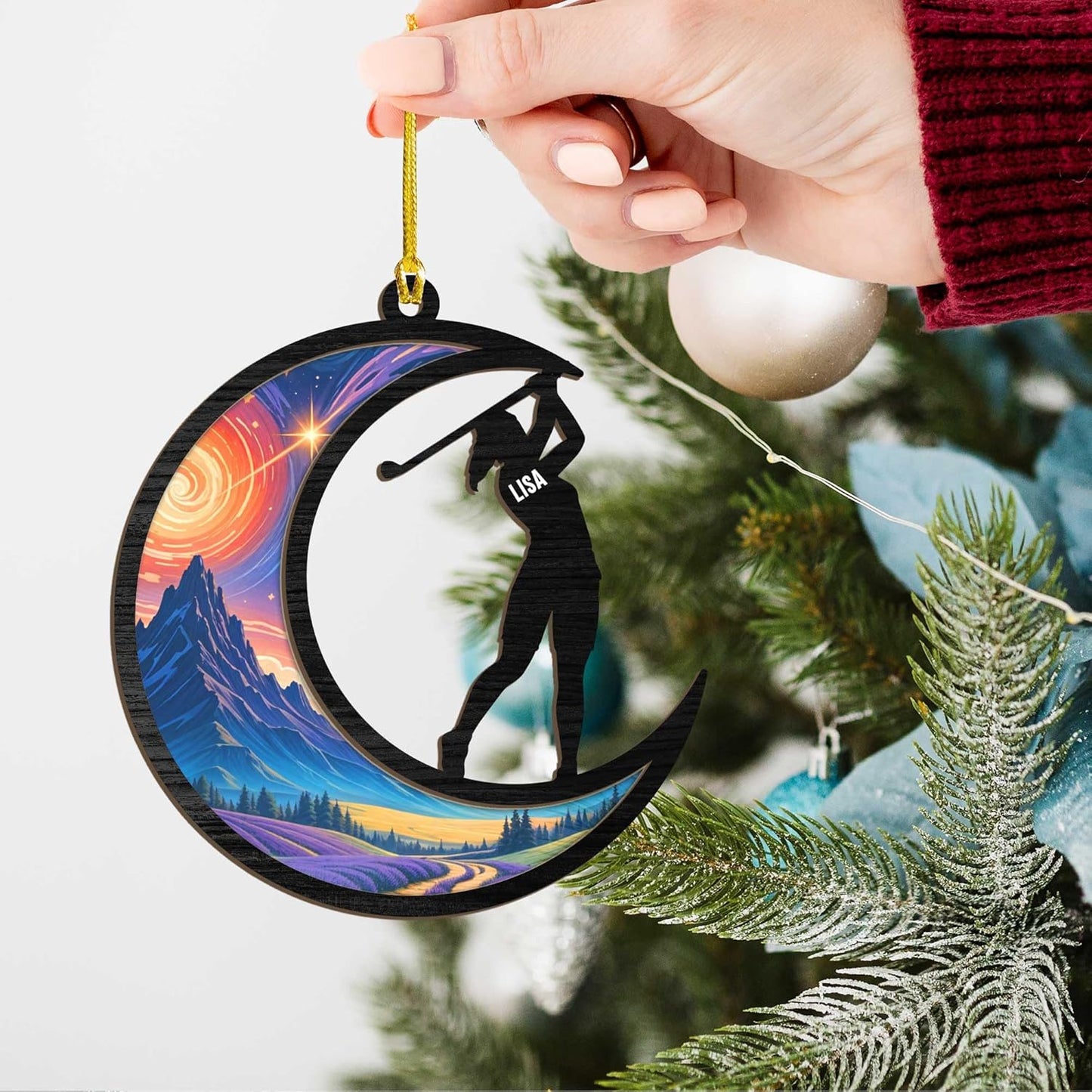 Personalized Golf Ornaments for Christmas Tree 2025 Custom Golf Christmas Ornament Golfing Bag Ornament Sports Golf Cart Ornaments Gift for Golfer Bag Golfing Lovers Hanging Decoration (G30)