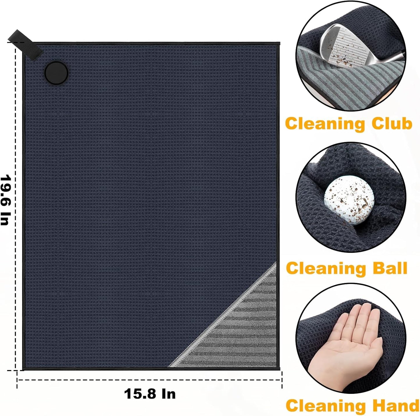 Golf Towel, 2 PCS Magnetic Golf Towels with Brush and Divot Tool, Microfiber Waffle Pattern with Clip for Men, Industrial Strength Magnet for Strong Hold to Golf Bags, Carts or Clubs (Black Gray)