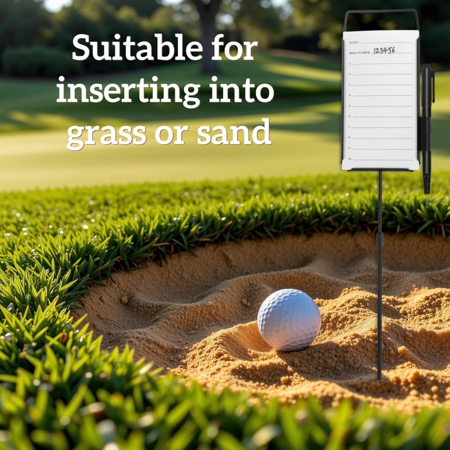 Golf Metal Proximity Marker, Closest to The Pin Marker Set- Includes Golf Course Fairway Distance Markers, Pens and Cards Perfect for Sports & Outdoors Golf Tournament Signs（4 Pack）