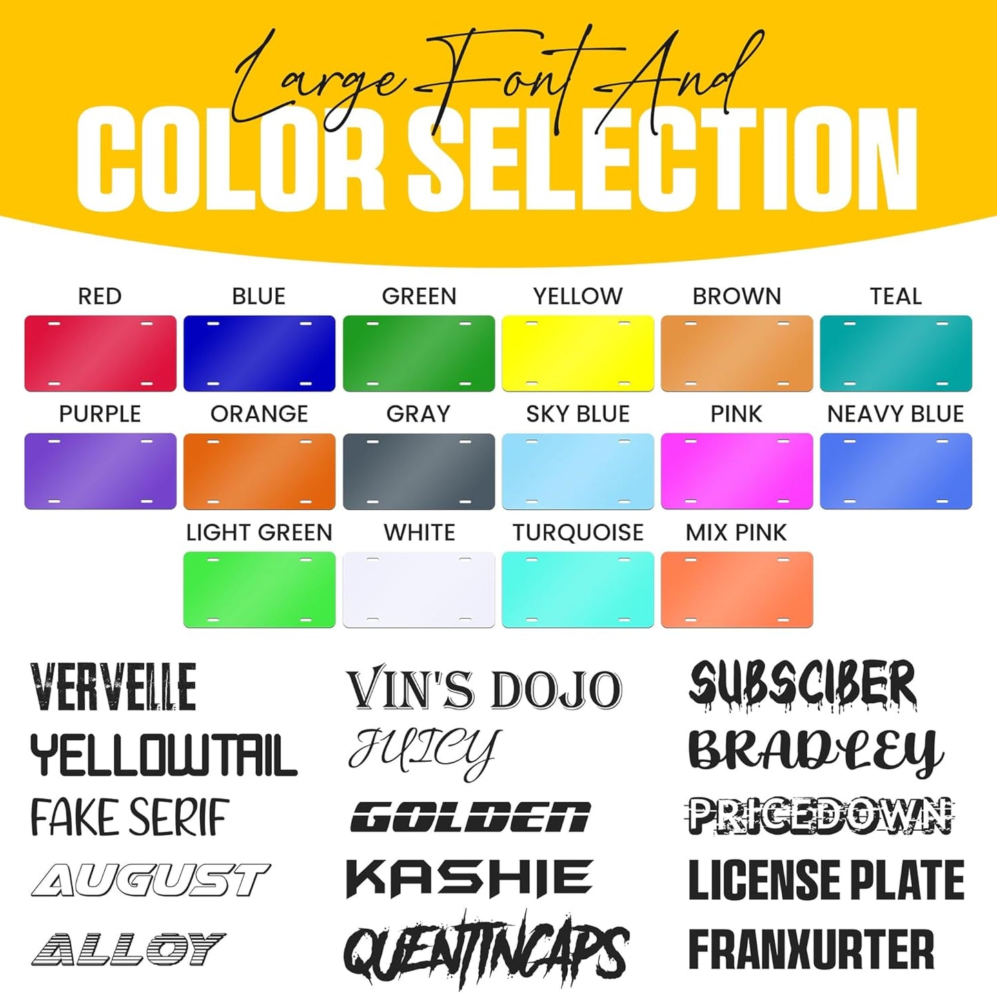 Custom License Plate - Placas para Carro Personalizadas - Personalized License Plate - Vanity Plates for Front of Car - Custom Plates for Car - Rust Free Aluminum - UV Printed - 6 x 12 - Made in USA