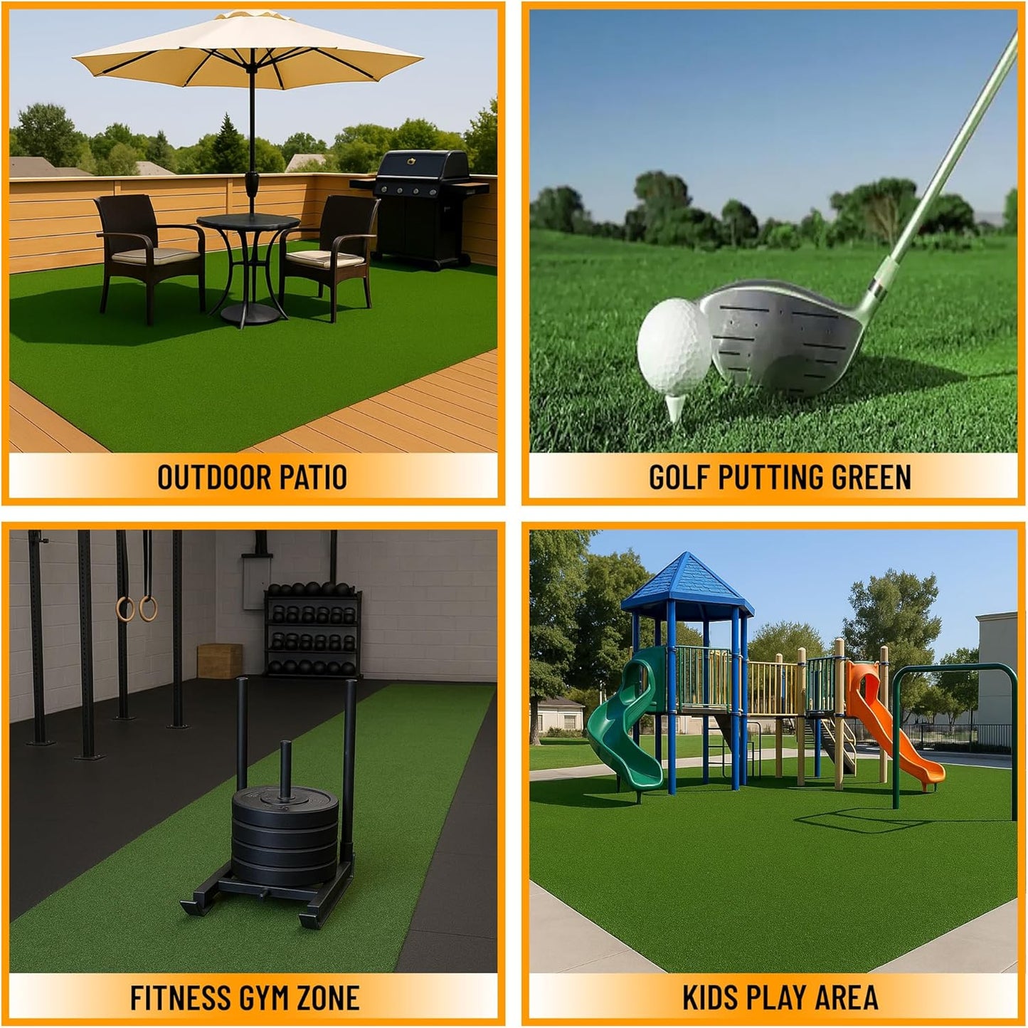 Ottomanson Artificial Turf Golf Hitting Mat 3' x 5' Indoor/Outdoor Waterproof Synthetic Fake Grass for Putting Practice Baseball Football Sports Gym Backyard, Custom Size 2' up to 30'