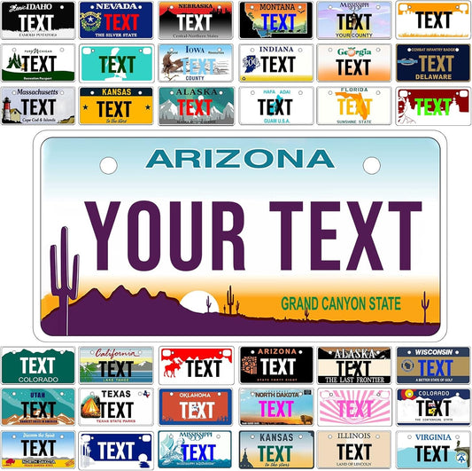 Custom Mini License Plate,Personalized Arizona Bike License Plate - Select from All 50 States,3 Sizes - Customized Customizable State Car Tag Plates for Kids Bike, Bicycle,Toy Car,4x2 Inch