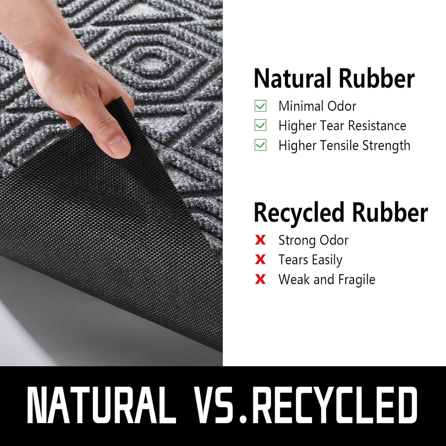 Yimobra Modern Geometric Welcome Doormat, 47 x 32 Inch, Grey, Waterproof, Non Slip, Stain & Fade Resistant, Low Pile, Sturdy Rubber, Easy Clean, Indoor/Outdoor