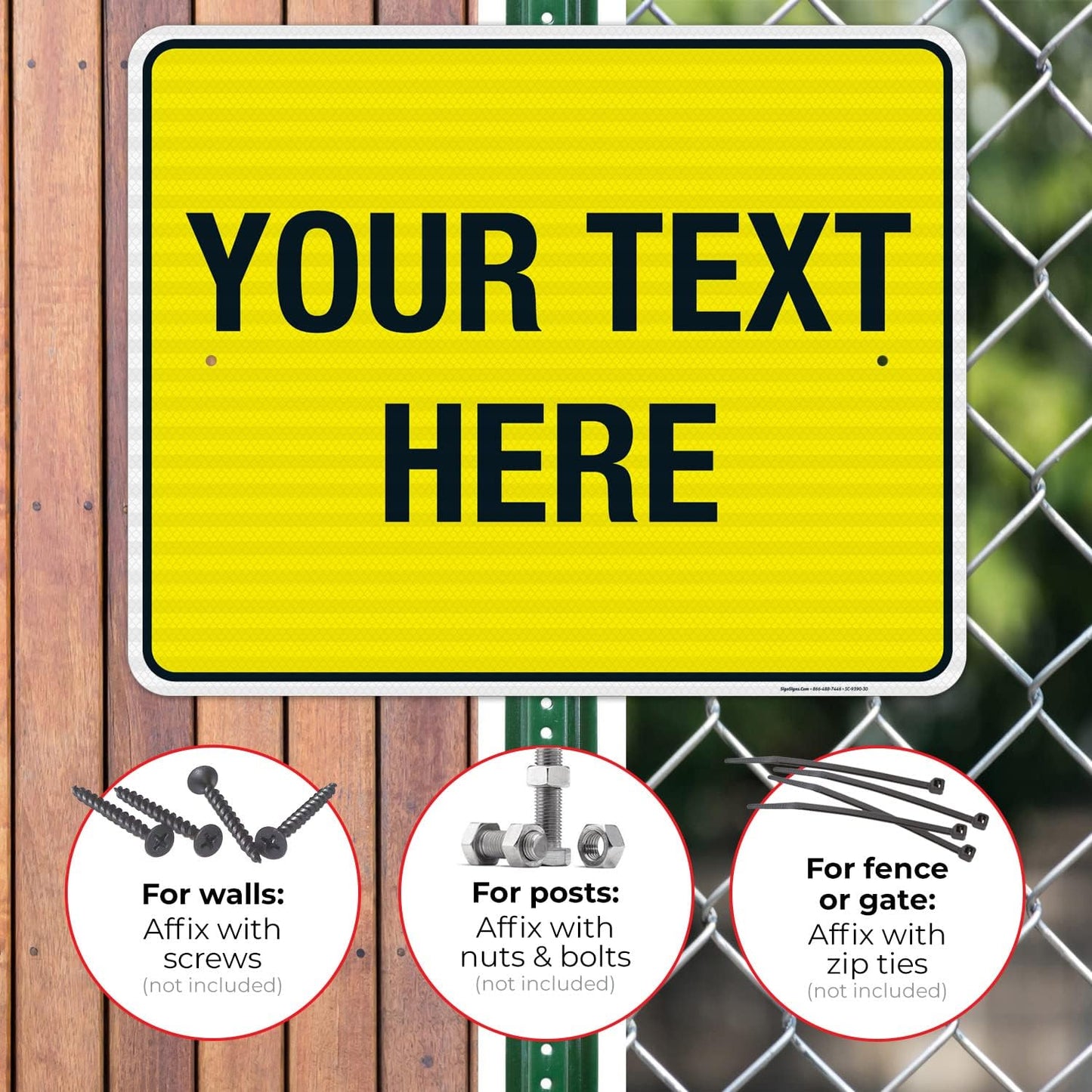 Personalized Custom Yellow Background Customize for Office, Business, Workplace, Home, Airbnb, Delivery Sign, 24x30 Inches, 3M EGP Reflective .080 Aluminum, Fade Resistant, Made in USA by Sigo Signs