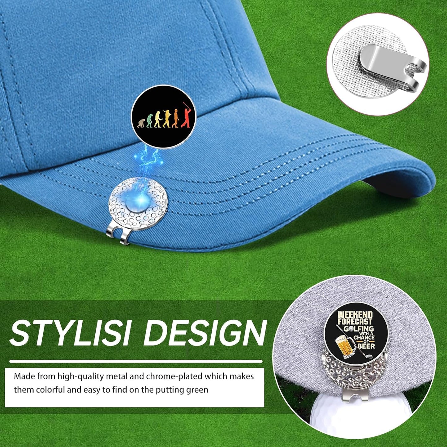 Funny Ball Marker Hat Clip, Magnetic Enamel Golf Ball Markers for Putting Green, Golf Ball Marker with Magnetic Hat Clip, Unique Gift for Golf Lovers
