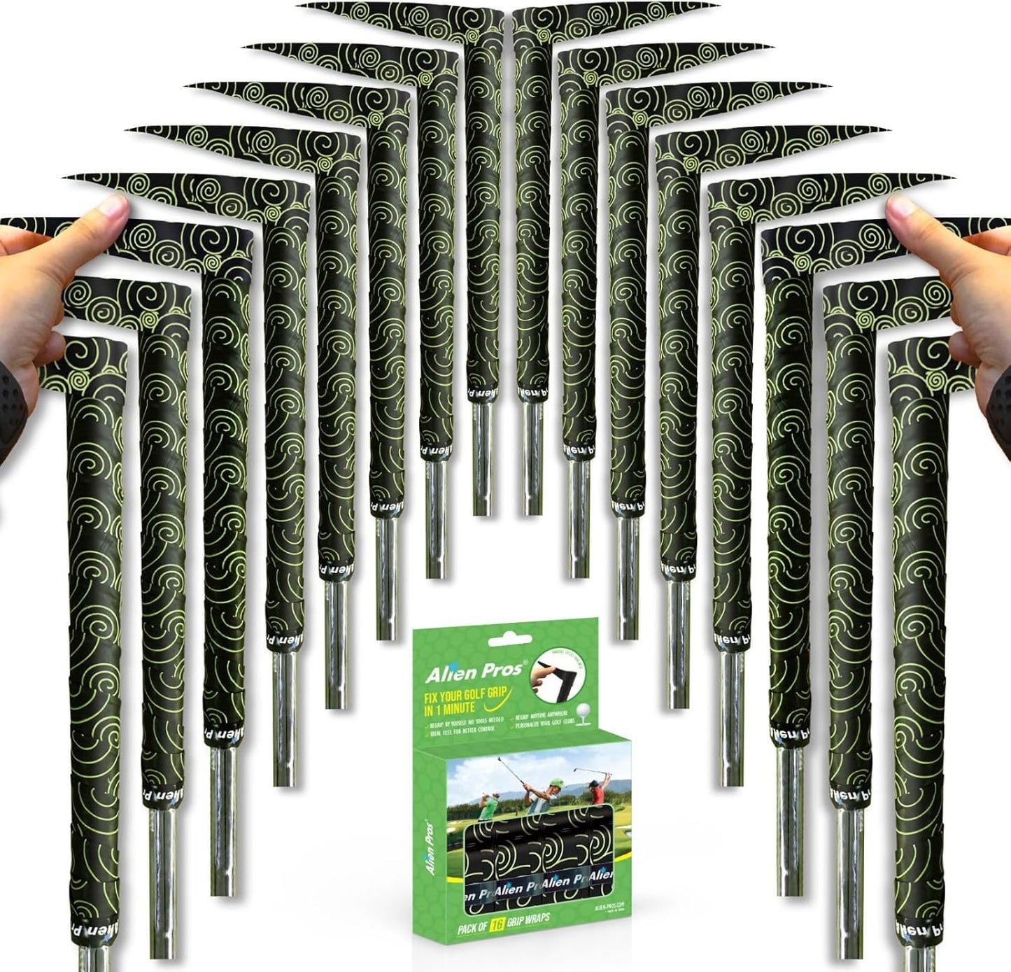 Alien Pros Golf Grip Wrapping Tapes - Innovative Golf Club Grip Solution - Enjoy a Fresh New Grip Feel in Less Than 1 Minute