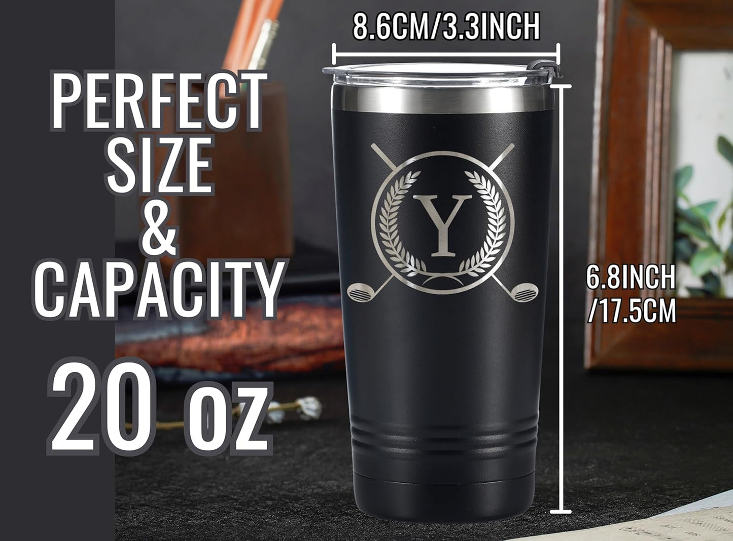Onebttl Golf Gifts for Men with Initial for Golfer & Golf Lovers, 20oz Travel Mug, Perfect Gifts for Men, Birthday, Christmas - Y