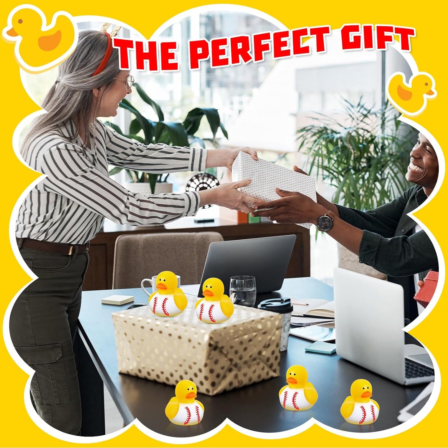Deekin Rubber Duck 2 Inch Bulk Sport Party Favors for Team Events Game Day Decorations Birthday Party Decorations Club Player Gift(24 Pcs,Baseball White)