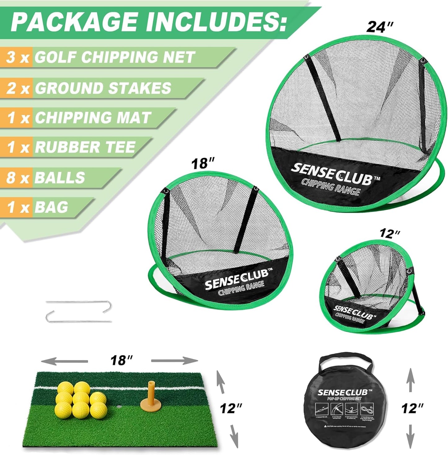 Foldable Chipping Net & Floating Green, Indoor Golf Practice Chipping Target, Backyard Golf Game & Gifts