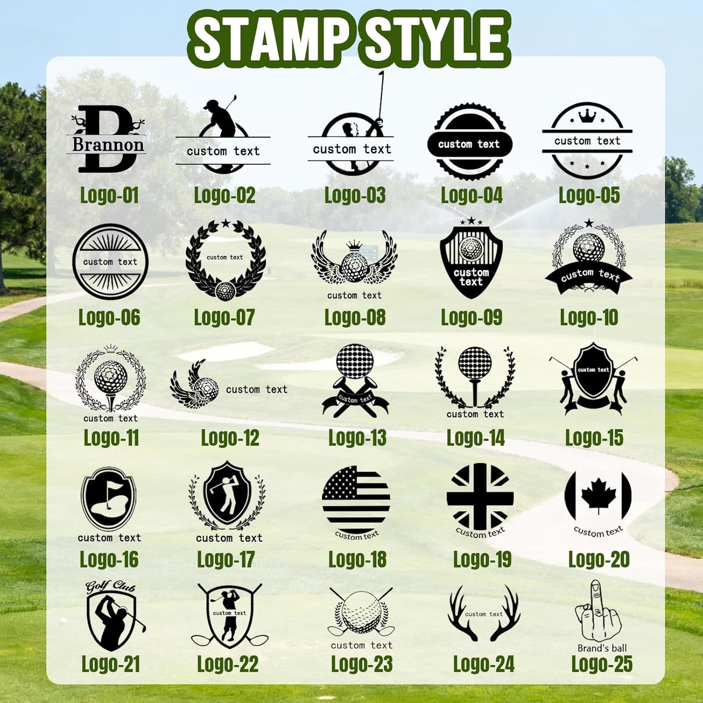 Golf Ball Stamp with Ink Personalized - 24 Design Options - Custom Golf Ball Marker Stamp,Custom Name & Design Stamper for Golfers, Golf Accessories