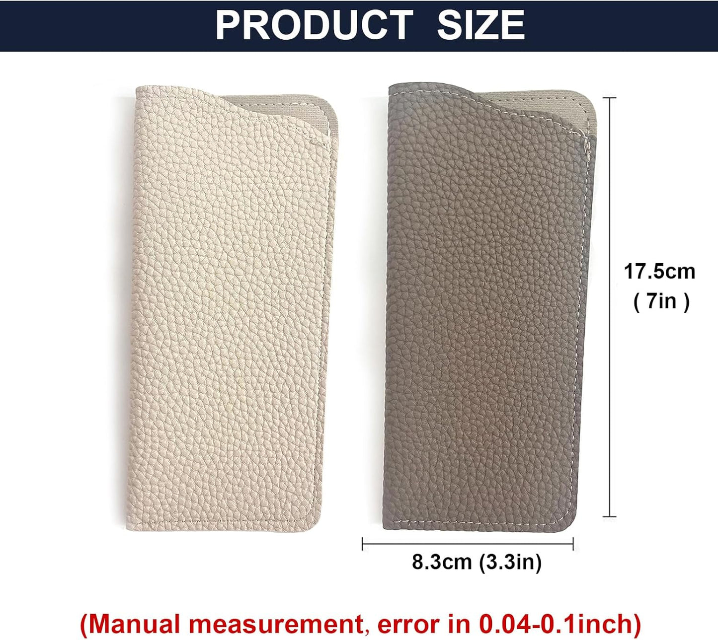 Mirkcittle Cases for eyeglasses 2 Pack Soft Leather for Women Men Fashion PU Sunglasses Pouch Portable Travel Glasses Cases