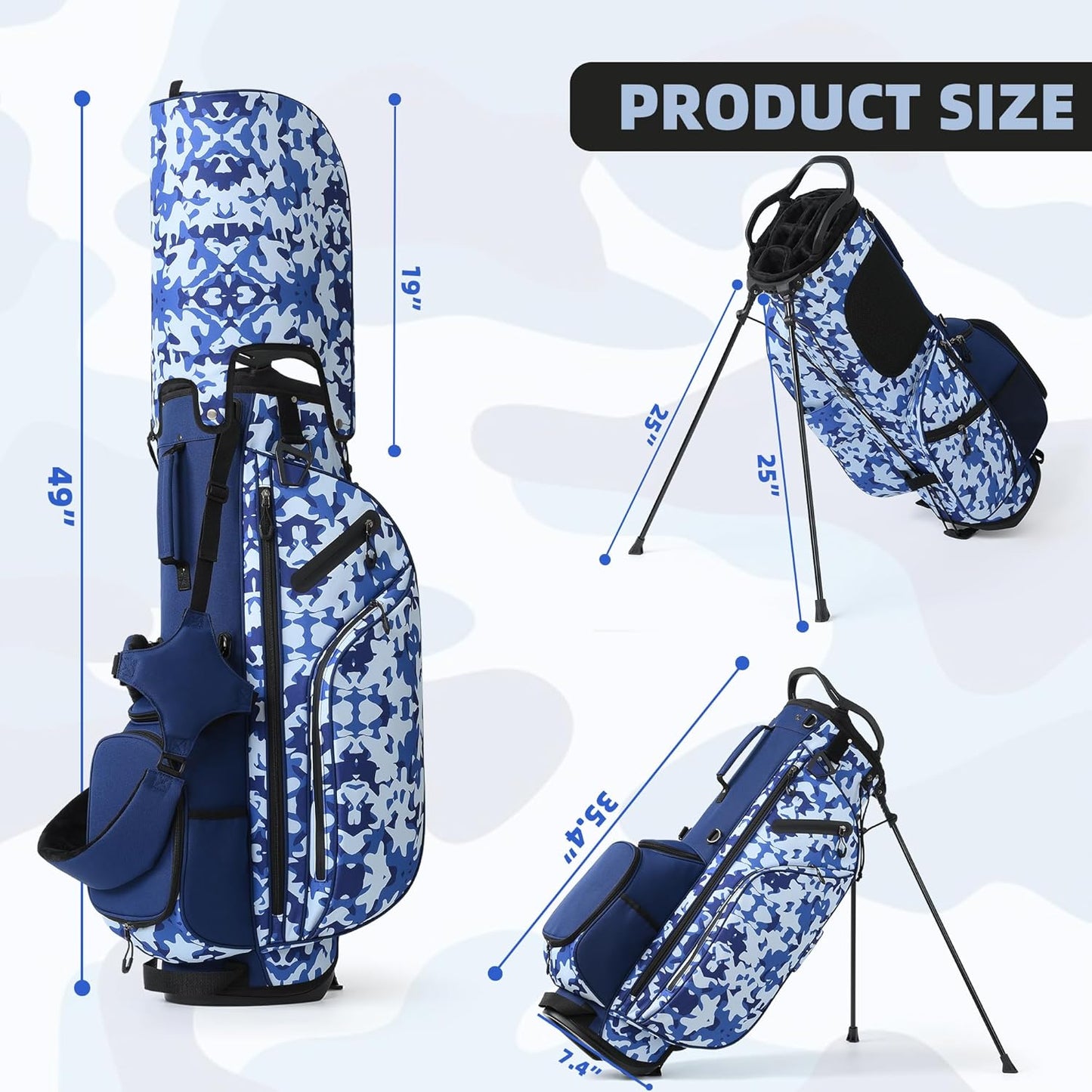 Mile High Life 14-Way Golf Stand Bag - Lightweight, Durable & Feature-Packed, with Multiple Pockets, Dual Strap and Rain Cover Hood, Premium Golf Bags for Men & Women