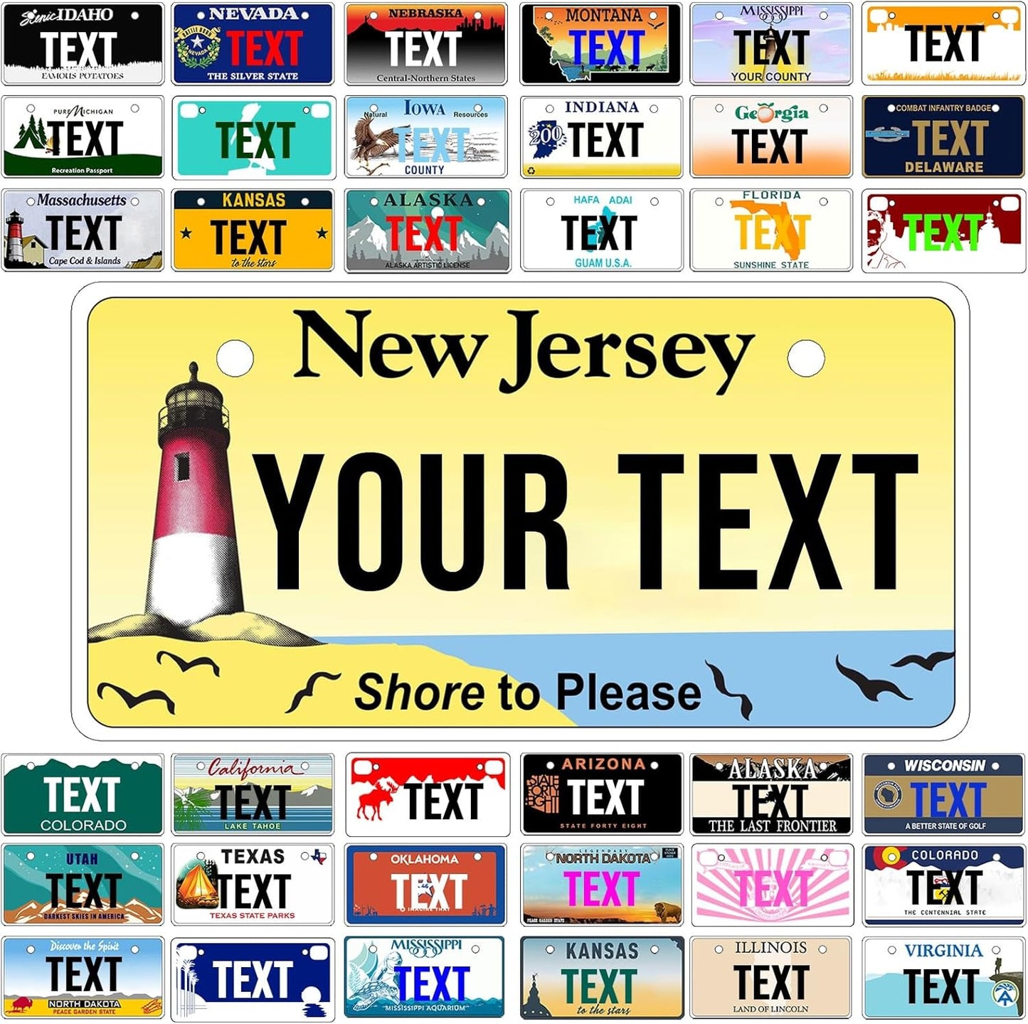 Custom Mini License Plate,Personalized New Jersey Bike License Plate - Select from All 50 States,3 Sizes - Customized Customizable State Car Tag Plates for Kids Bike, Bicycle,Toy Car,4x2 Inch