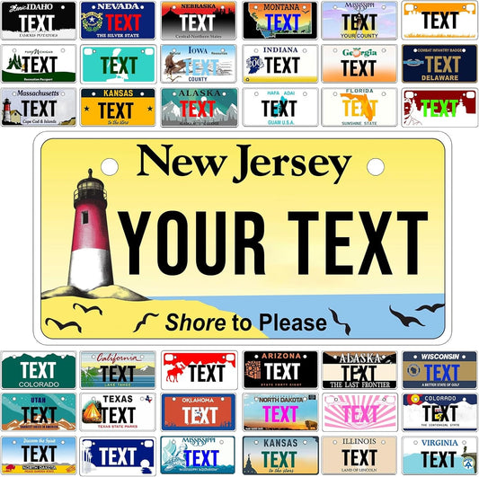 Custom Mini License Plate,Personalized New Jersey Bike License Plate - Select from All 50 States,3 Sizes - Customized Customizable State Car Tag Plates for Kids Bike, Bicycle,Toy Car,4x2 Inch