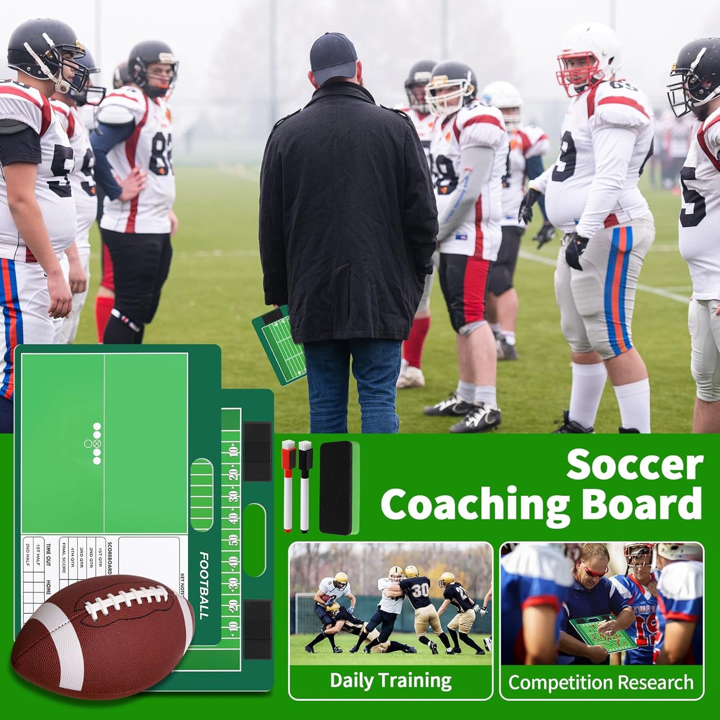 R2Depot Magnetic Coach Marker Boards, Dry Erase Double-Sided Coach Lineup Clipboard, Coaches Gift, Fit for Basketball, Football, Soccer, Baseball
