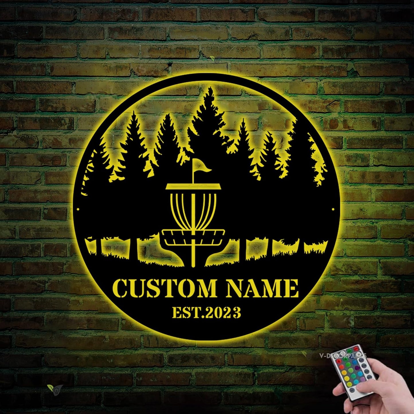 Custom Disc Golf Player Metal Signs with LED Light - Personalized Disc Golfer Name Sign Wall Art for Boys Room, Custom Name Golf Decor for Bedroom, Gift for Golfter, Unique Golfball Wall Decoration Model-Disc04