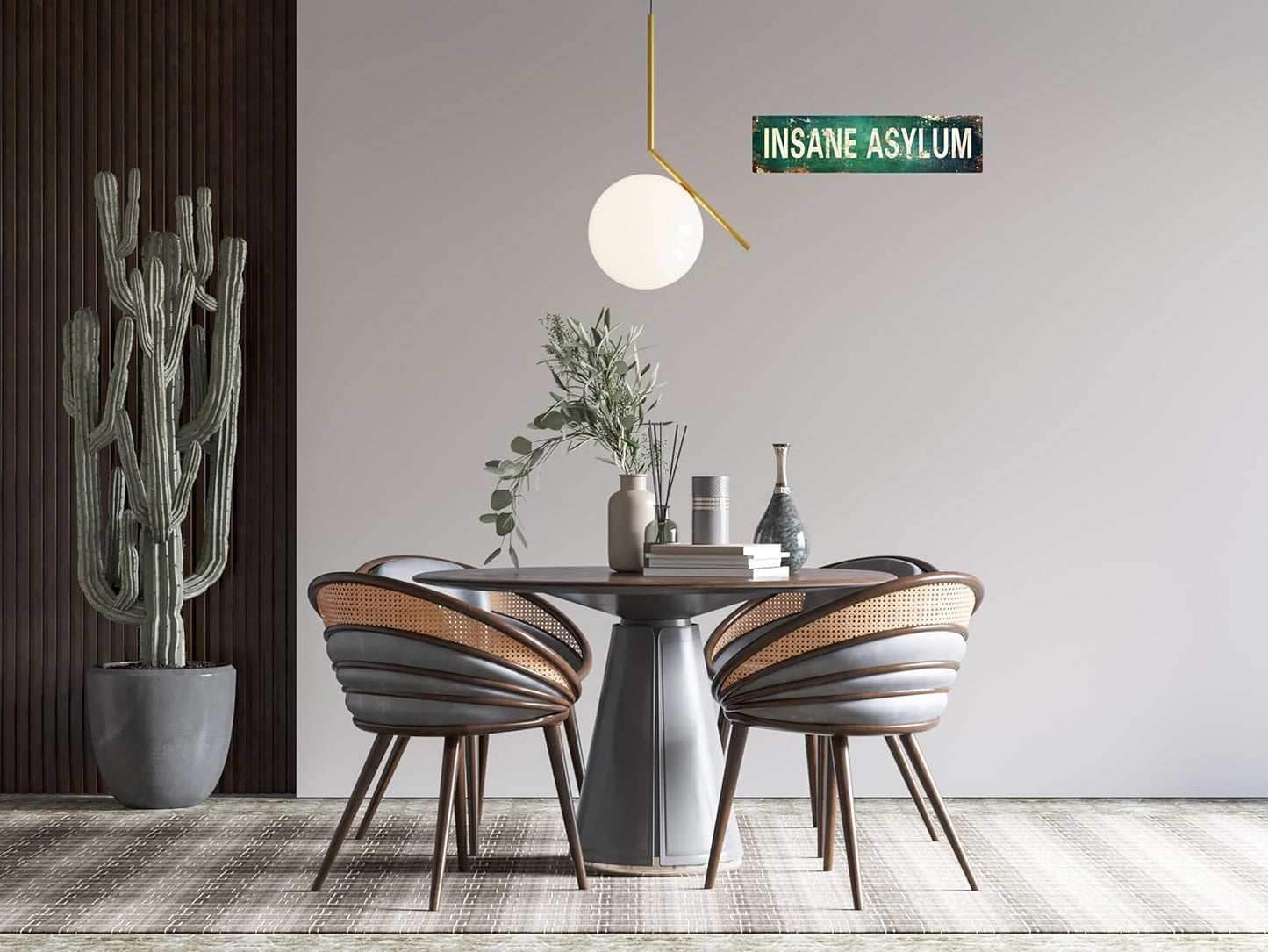 AWISZZZ Vintage Metal Tin Sign Retro Insane Asylum Signs Stylish Wall Art Plaques for Home Decor Bathroom Kitchen House and Gothic Wall Decor or as a Unique Poster 16x4 in