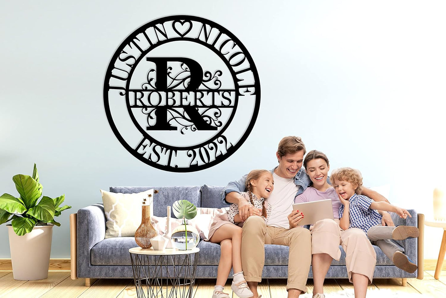 Personalized Metal Sign, Split Letter Monogram Sign, Personalized Family Name Sign, Established Family Signs, Monogram Wall Decor, Last Name Sign, Custom Wedding Anniversary Metal Sign Gifts...