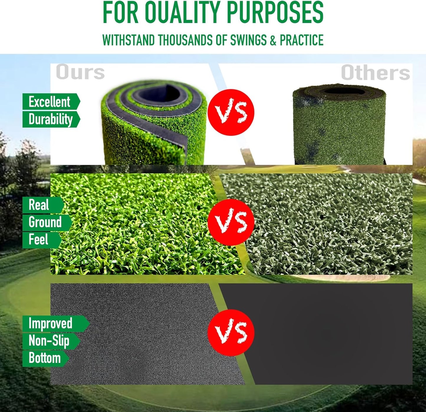 Golf Mat, 31MM 5x4ft Dense Elite Golf Hitting Mats Practice with 9 Balls, 9 Tees, PE Grass Heavy Duty Artificial Hitting Training Matt for Backyard Driving Chipping Indoor Outdoor Simulators