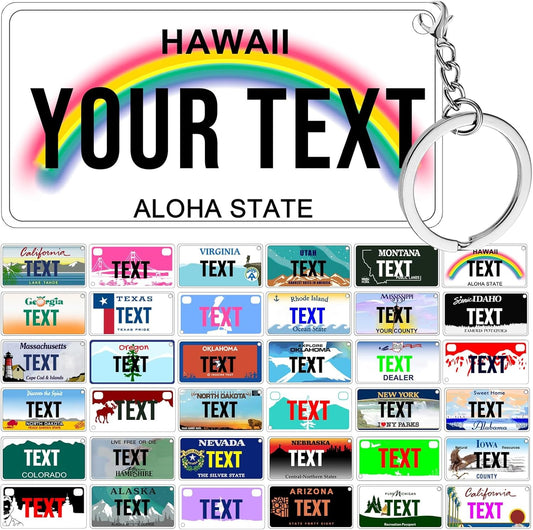 License Plate Keychain,Custom Hawaii State License Plate Key Chains - Select from All 50 States - Personalized Customizable Car Tag Key Chain,Metal Customized Car Tag Keychain