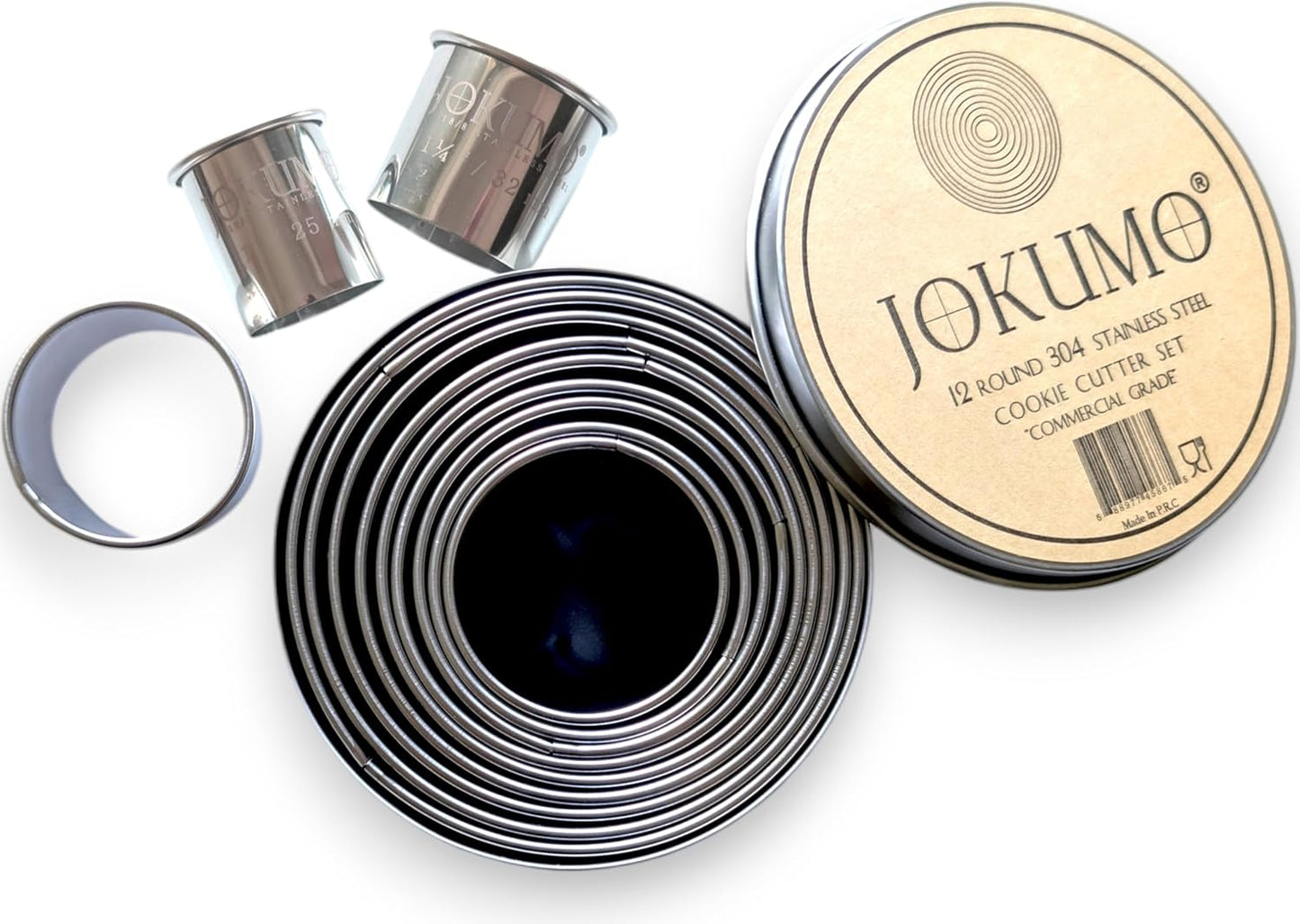 12 Piece Plain Round Pastry/Cookie Cutter Set Heavy Duty Commercial Grade 18/8 304 Stainless Steel - Metal Marked Size – Perfect For Cooking Enthusiast