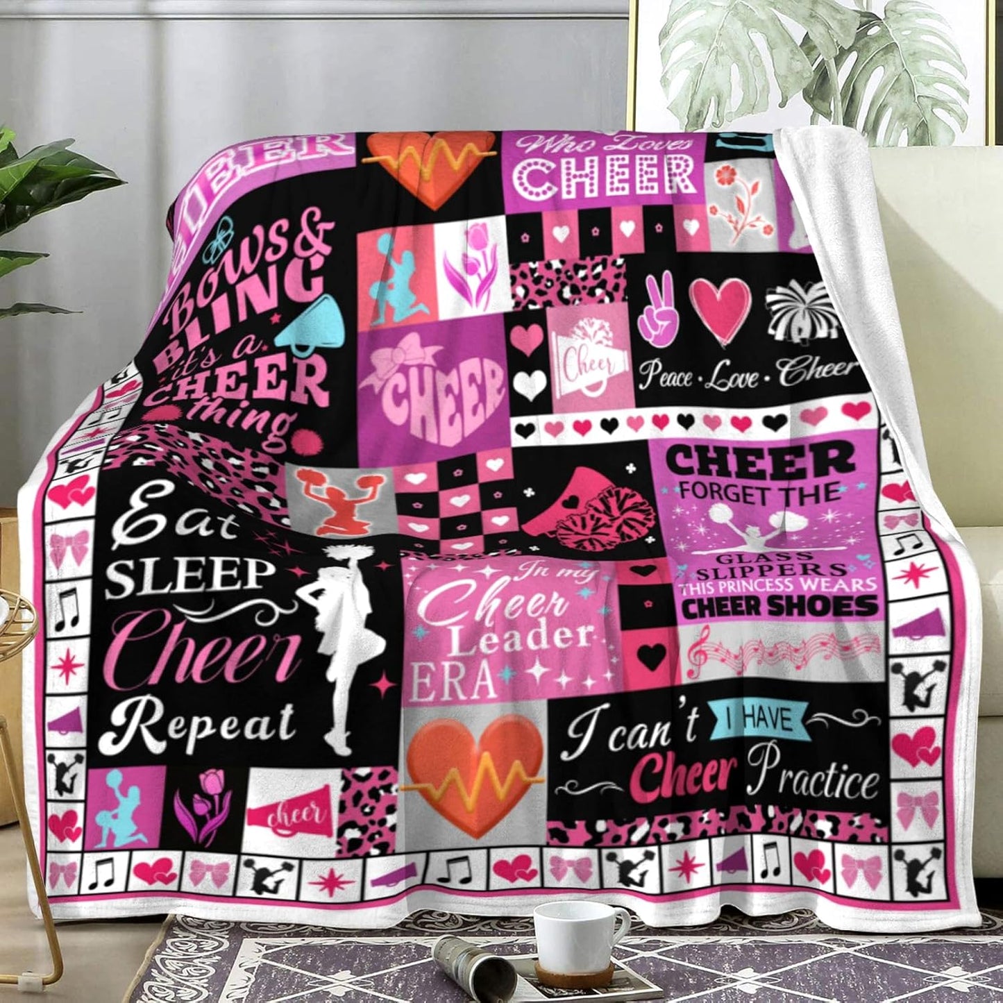 Cheerleader Gifts Cheer Blanket for Girls,Flannel Cheerleaders Throw Blanket Cheerleading Gifts for Girls Team Cheer Lovers 60"x50"