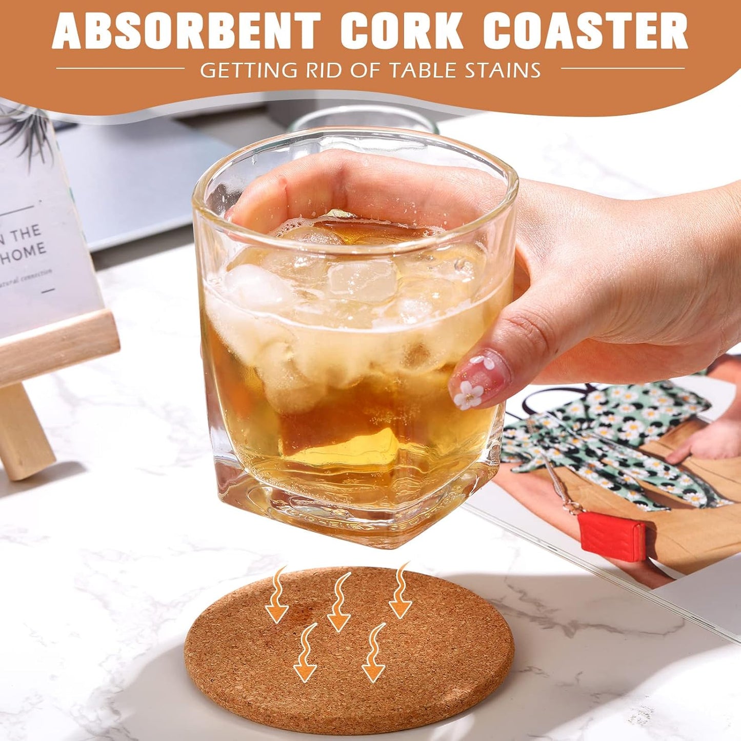 Lallisa 100 Pcs Cork Coasters for Drinks, Thick Absorbent Cork Coasters Bulk, Heat Resistant Plain Cup Mats for Gifts Reusable Circles Cup Pad for Wine Glass, Coffee Mug Crafts(Round)