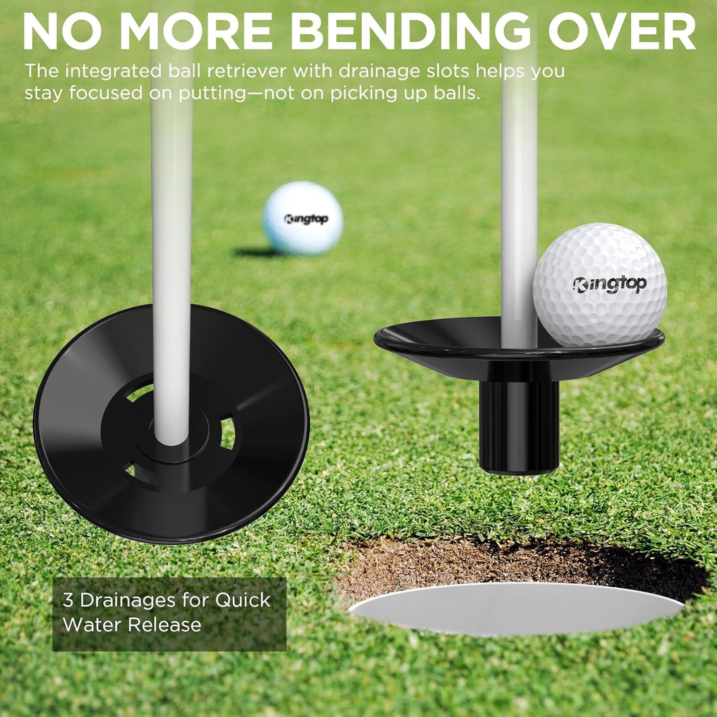 KINGTOP Golf Flagstick - Portable Design, Practice Putting Green Flag Stick for Yard, Club - Golf Pole Pin Flagpole, 3FT or 6FT Heights Available