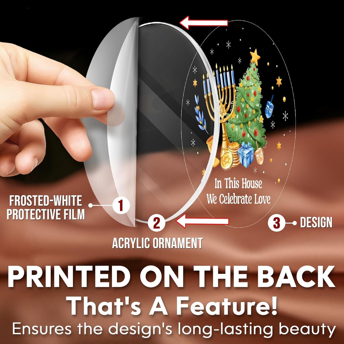 HEXMOZ Hanukkah Gifts - Hanukkah Ornaments for Tree, Jewish Ornaments, Chanukkah Christmas Ornament - Jewish for Women, Men, Adults - Acrylic 2025 Ornament Decoration for Home