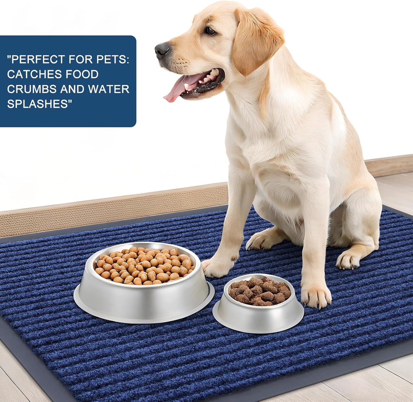 OLANLY Front Door Mat Indoor Outdoor Entrance, Waterproof Heavy Duty Doormat, Fade Resistant, Low Profile, Easy Clean Patio Porch Welcome Floor Mats for Entry, 33x21, Blue