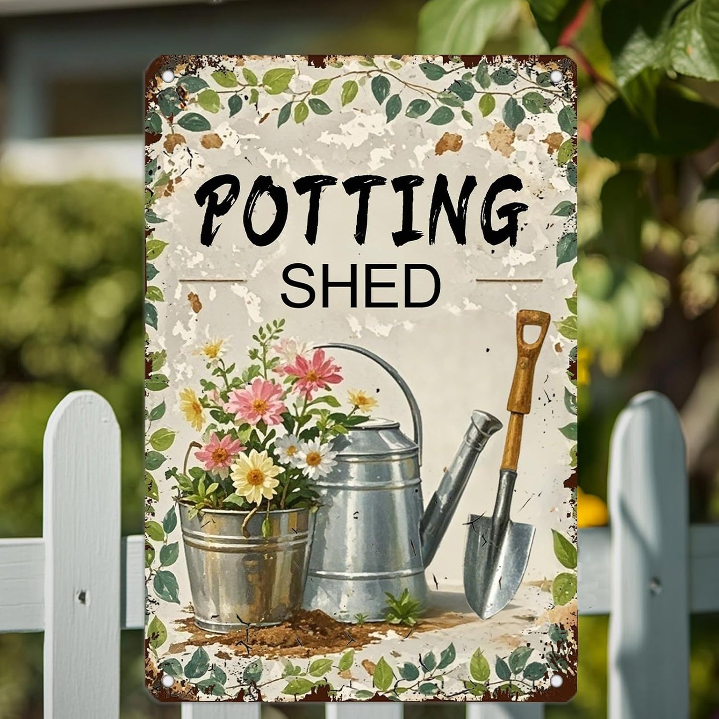Potting shed Garden Tools tin Sign Garden Decorative Metal Signs for Home Farm Vintage Wall Decor 8x12 Inch