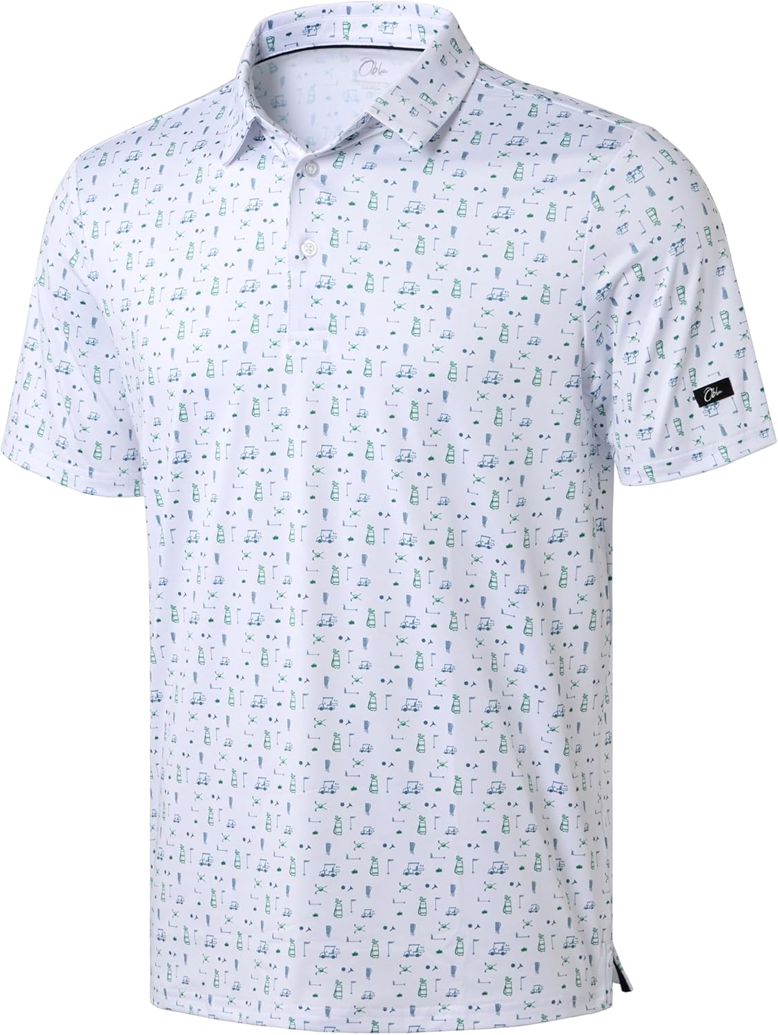 Obla Mens Golf Polo Shirts Short Sleeve Dry Fit Performance Moisture Wicking Casual Print Collared Golf Shirts for Men